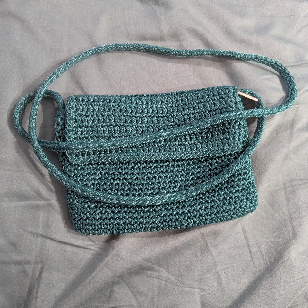 The Sak Teal Crochet Shoulder Bag
